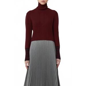 NEW PLAN C long sleeve t-neck button back sweater in burgundy